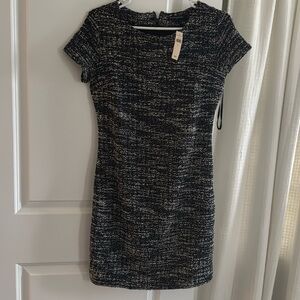 Navy and White Tweed Dress